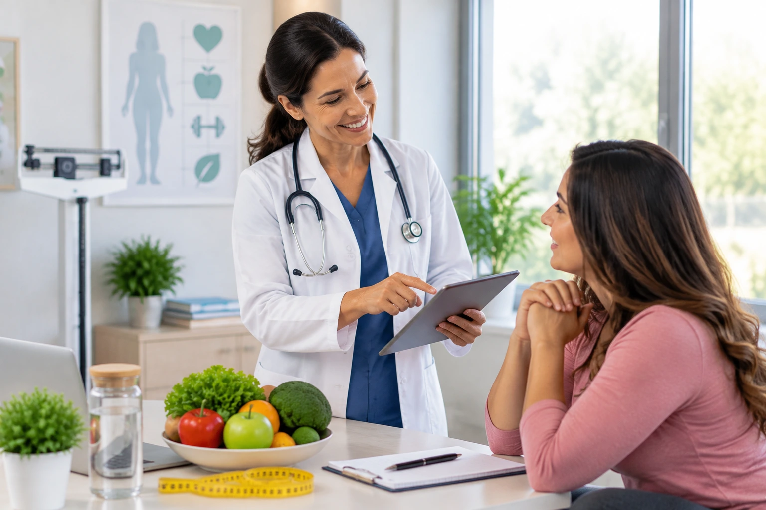 Empowering Your Wellness medical weight loss consultation in Tallahassee with a doctor discussing a personalized wellness plan with an adult patient